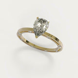 2.2ct Pear Cut Diamond Solitaire Open Stylish Shank Ring 14k Yellow Gold Finish