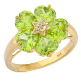 5ct Engagement Ring Heart Cut Green Peridot Floral Women 14k Yellow Gold Finish