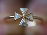 1ct Engagement Ring Trillion Cut Diamond Celtic Cross 14k Yellow Gold Finish