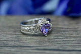 1ct Heart Cut Purple Amethyst Engagement Ring Celtic Trinity 14k White Gold Over