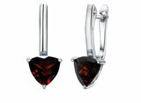 1.5ct Drop Earrings Trillion Cut Garnet Solitaire Latch Back 14k White Gold Over