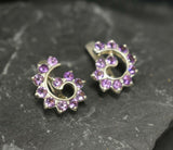 1.5ct Drop Earrings Round Cut Purple Amethyst Swirl Twist 14k White Gold Finish