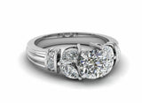 2ct Round Cut Diamond Leaf Accent Solitaire Engagement Ring 14k WhiteGold Finish