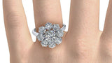 2ct Round Cut VVS1D Diamond Floral Flower Engagement Ring 14k White Gold Finish