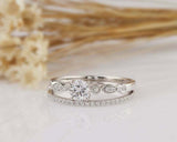 1.5ct Round Cut Diamond Bridal Set Engagement Ring Band 14k White Gold Finish