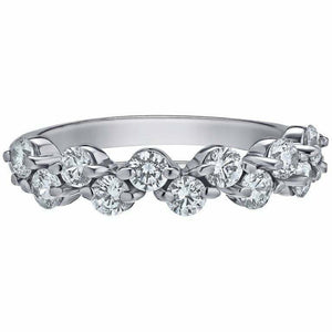 1.2ct Round Cut Diamond Wedding Ring Band Half Eternity 14k White Gold Finish