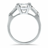 2ct Engagement Ring Cushion Diamond Trilogy Baguette Accent 14k White Gold Over