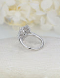 1.8ct Oval Cut Diamond Engagement Ring 14k White Gold Finish Halo Unique Design