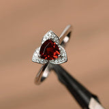 1.2ct Heart Cut Red Garnet Floral Solitaire Engagement Ring 14k WhiteGold Finish