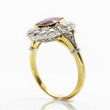 5ct Oval Cut Pink Ruby Engagement Ring Halo Vintage Inspired 14k DualGold Finish