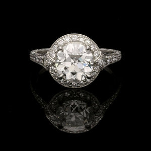 4Ct Round Cut VVS1D Diamond Vintage Halo Engagement Ring 14K White Gold Finish