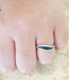 2ct Round Blue Sapphire Engagement Ring Split Band Statement 14k White Gold Over