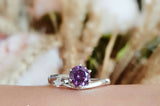 1ct Round Purple Amethyst Engagement Ring 14k White Gold Finish Unique Solitaire