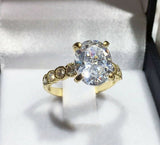 2ct Engagement Ring Oval Cut Diamond Round Accent Design 14k Yellow Gold Finish