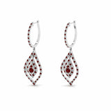 1ct Round Cut Red Garnet Diamond Filigree Drop Earring Women 14k White Gold Over