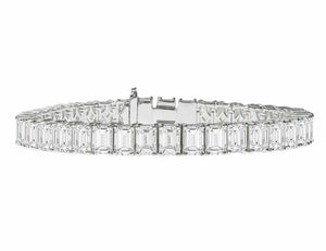 20Ct Emerald Cut Diamond Cocktail Women Tennis Bracelet 14K White Gold Finish