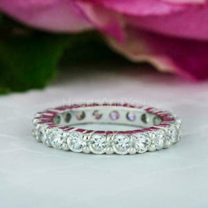 2ct Round Cut Moissanite Full Eternity Women Wedding Band 14k White Gold Plated