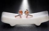 2ct Round Cut VVS1 Diamond Small Cross Design Stud Earrings 14k Rose Gold Finish