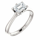 1ct Emerald Cut VVS1 D Diamond Solitaire Engagement Ring 14k White Gold Finish