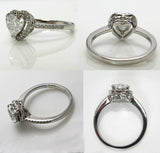 4Ct Heart Cut Diamond Halo Vintage Solitaire Engagement Ring 14K White Gold Over