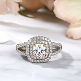 3Ct Cushion Cut Diamond Split Shank Engagement Vintage Ring 14K Dual Gold Finish