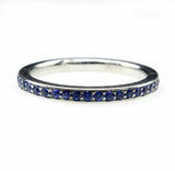 1.5ct Round Cut Blue Sapphire Full Eternity Wedding Band 18K White Gold Finish