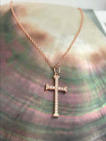 1ct Round Cut Diamond Irish Cross Design Pendant with Chain 14k Rose Gold Finish