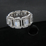 6Ct Emerald Cut Diamond Halo Full Eternity Wedding Band 14K White Gold Finish