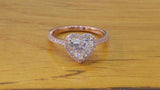 3Ct Heart Cut Diamond Propose Valentine Halo Engagement Ring 14K Rose Gold Over