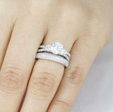 5ct Round Cut Diamond Split Shank Ring 3 Row Band Bridal Set 14k White Gold Over