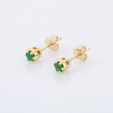 0.5ct Stud Earrings Round Cut Green Emerald Solitaire 14k Yellow Gold Finish