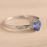 1.2ct Round Blue Tanzanite Engagement Ring Diamond Accents 14k White Gold Finish