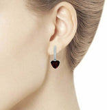 1.5ct Drop Earrings Trillion Cut Garnet Solitaire Latch Back 14k White Gold Over