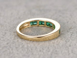 2ct Princess Cut Green Emerald Wedding Band Half Eternity 14k Yellow Gold Finish