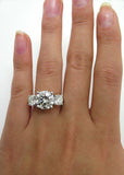 3.5Ct Round Cut Diamond Trilogy Solitaire Engagement Ring 18K White Gold Finish