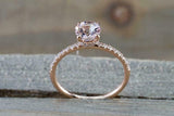 1.3ct Round Cut Morganite Engagement Ring 14k Rose Gold Finish Accents Solitaire