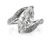 5Ct Marquise Diamond Swirl Bypass Solitaire Engagement Ring 14K White Gold Over