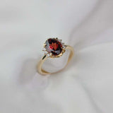 2.2ct Oval Cut Red Garnet Engagement Ring Petite Solitaire 14k YellowGold Finish