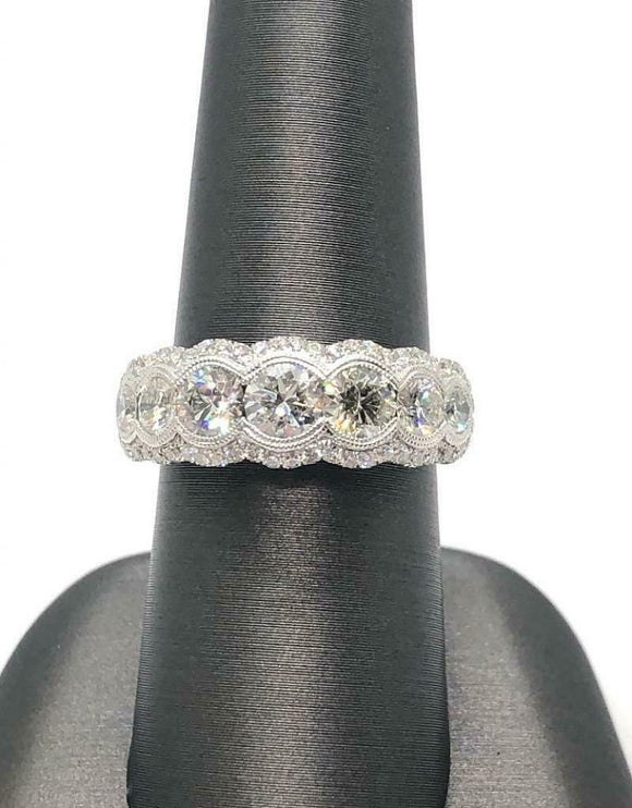 5Ct Round Cut Diamond Elegant Vintage Halo Engagement Ring 14K White Gold Finish