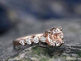 1.5ct Round Peach Morganite Engagement Ring 14k RoseGold Finish Accent Solitaire