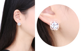 2.5ct Cushion Cut Diamond Halo French Back Stud Earrings 14k Rose Gold Finish