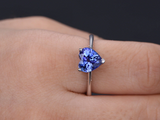 1ct Heart Cut Blue Sapphire Engagement Ring Solitaire 14k White Gold Finish