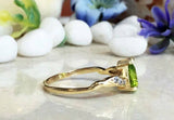 1ct Engagement Ring Pear Cut Green Peridot Accents Solitaire 14k YellowGold Over