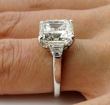 4Ct Asscher Cut Diamond Trilogy Solitaire Engagement Ring 14K White Gold Finish