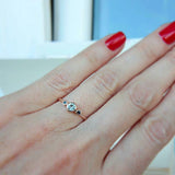 1ct Round Blue Aquamarine Engagement Ring Trilogy Minimalist 14k Rose Gold Over