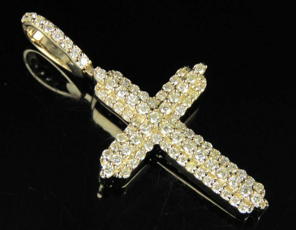 1.5ct Round Cut Diamond Cluster Cross Jesus Pendant 14k YellowGold Over NO CHAIN