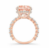 1.5ct Round Cut Peach Morganite Gatsby Queen Engagement Ring 14k Rose Gold Over