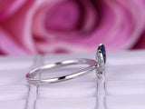 1ct Round Cut Blue Sapphire Engagement Ring Butterfly Design 14k White Gold Over