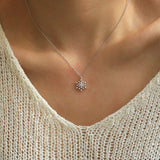 0.6ct Round Cut Diamond Snowflake Design Pendant with Chain 14k White Gold Over