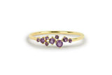 1ct Round Purple Amethyst Cluster Minimalist Engagement Ring 14k YellowGold Over